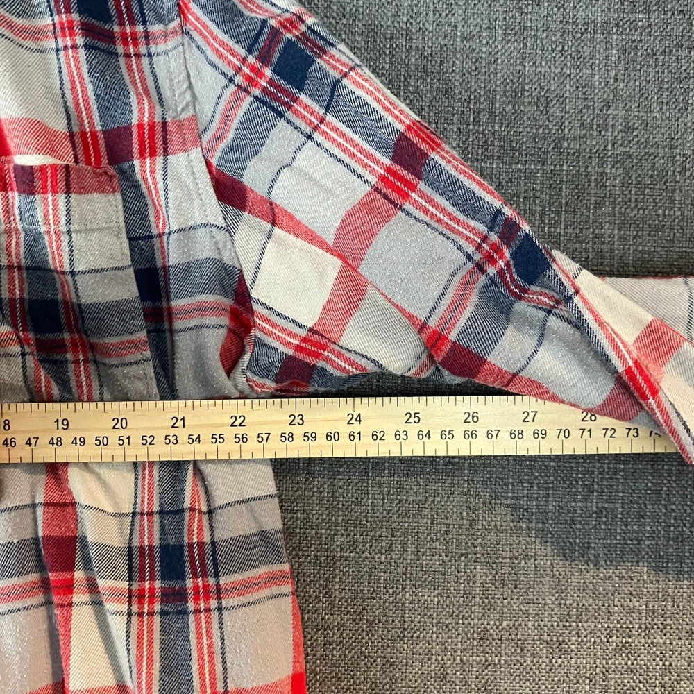 Quiksilver Mens Flannel Shirt Hooded Large L Red Blue Plaid Casual - Picture 4 of 6